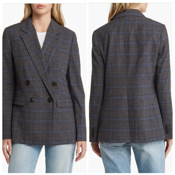 Madewell The Rosedale Blazer Italian Fabric Coat in Kyle Mini Glen Plaid Size 10 - Picture 3 of 16